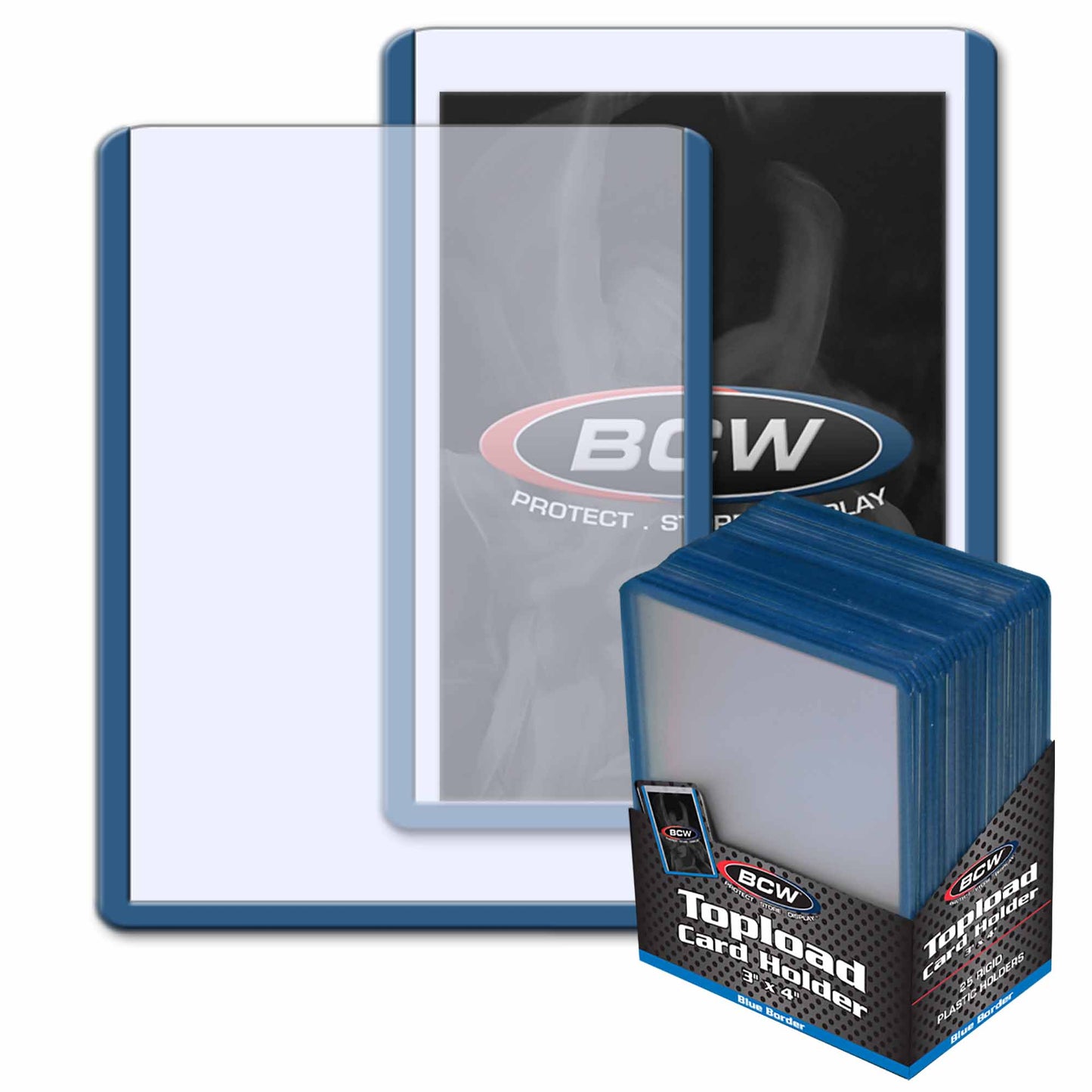 BCW Standard 3x4 Topload Card Holder - Blue Border