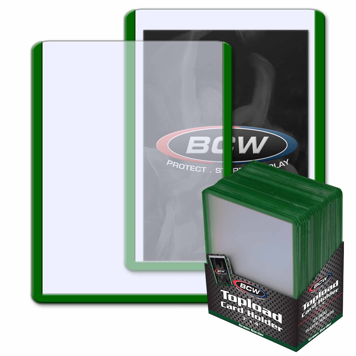 BCW Standard 3x4 Topload Card Holder - Green Border