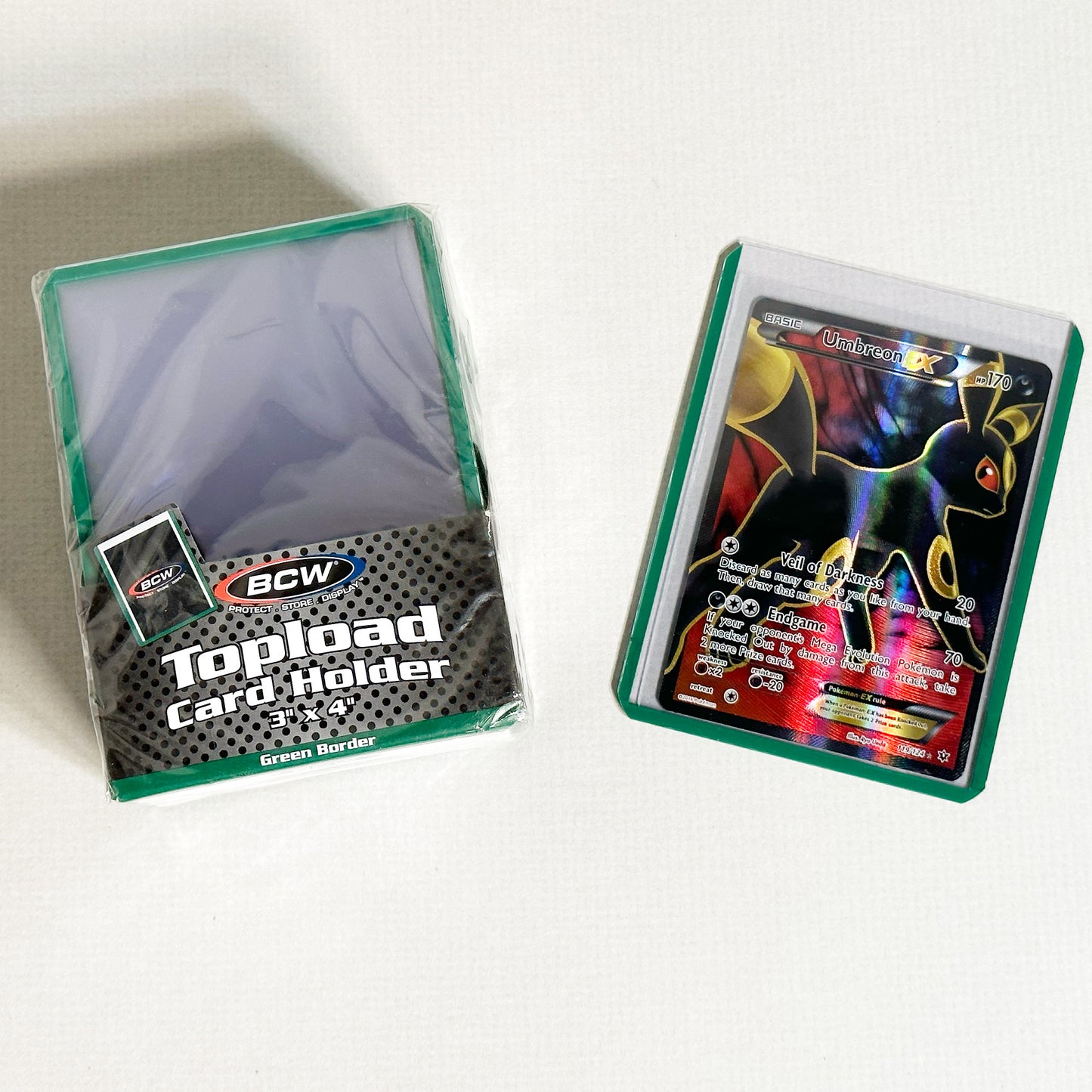 BCW Standard 3x4 Topload Card Holder - Green Border