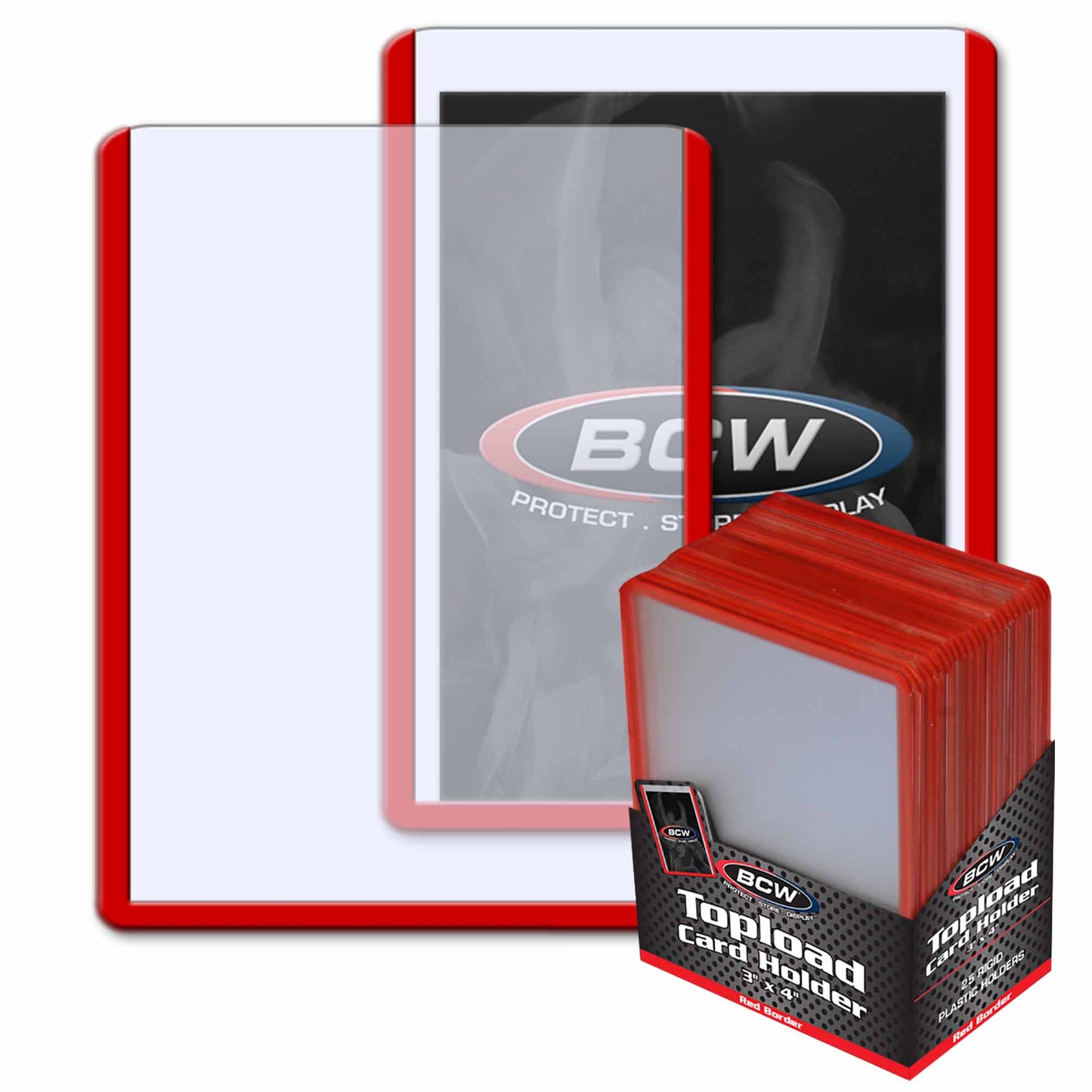 BCW Standard 3x4 Topload Card Holder - Red Border