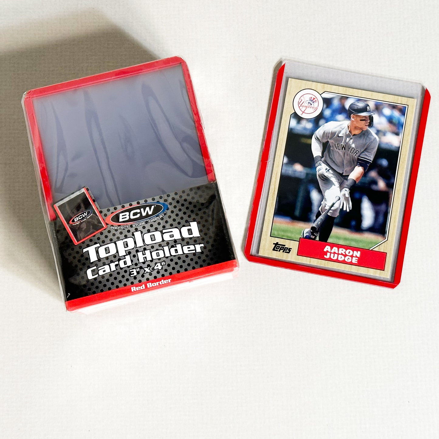 BCW Standard 3x4 Topload Card Holder - Red Border