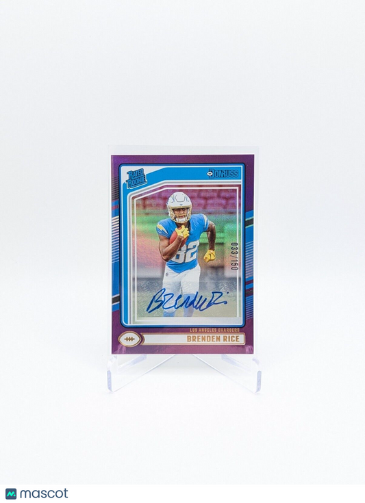 2024 Donruss Brenden Rice Rated Rookie Autograph Purple #d/150 Chargers #382 RC