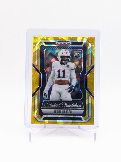 2025 Panini Prizm Draft Picks Abdul Carter #10 RC Student Orientation Gold BC01