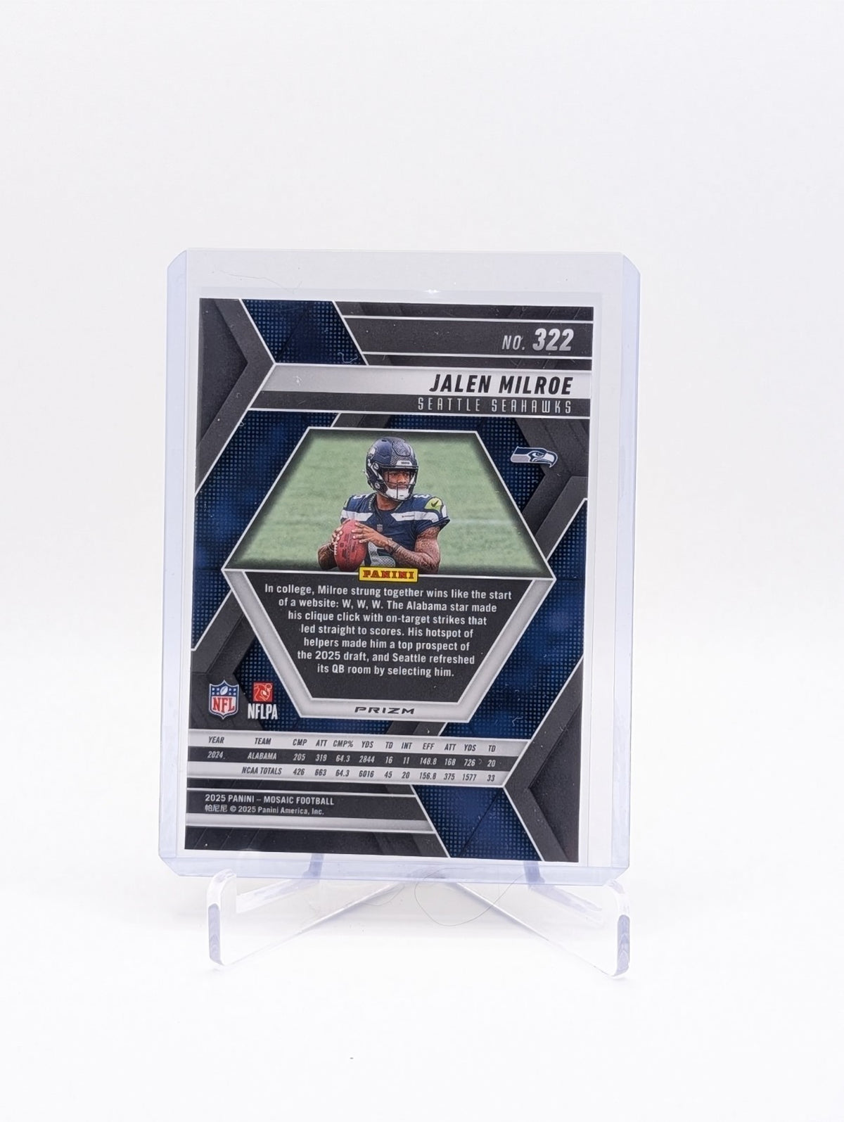 2025 Panini Mosaic Jalen Milroe RC #322 Rookie Green Mosaic Prizm BC0124