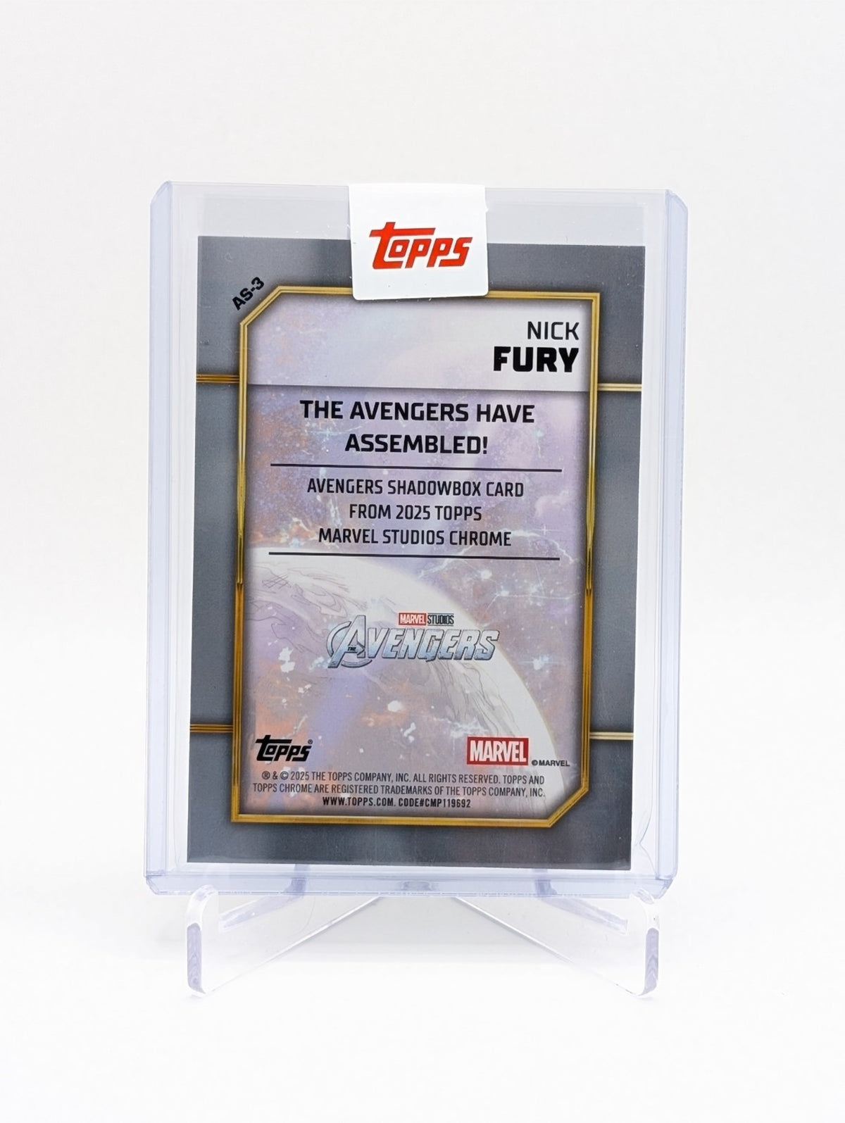 2025 Topps Marvel Studios Chrome AS-3 Nick Fury Shadowbox Card IN HAND BC0226