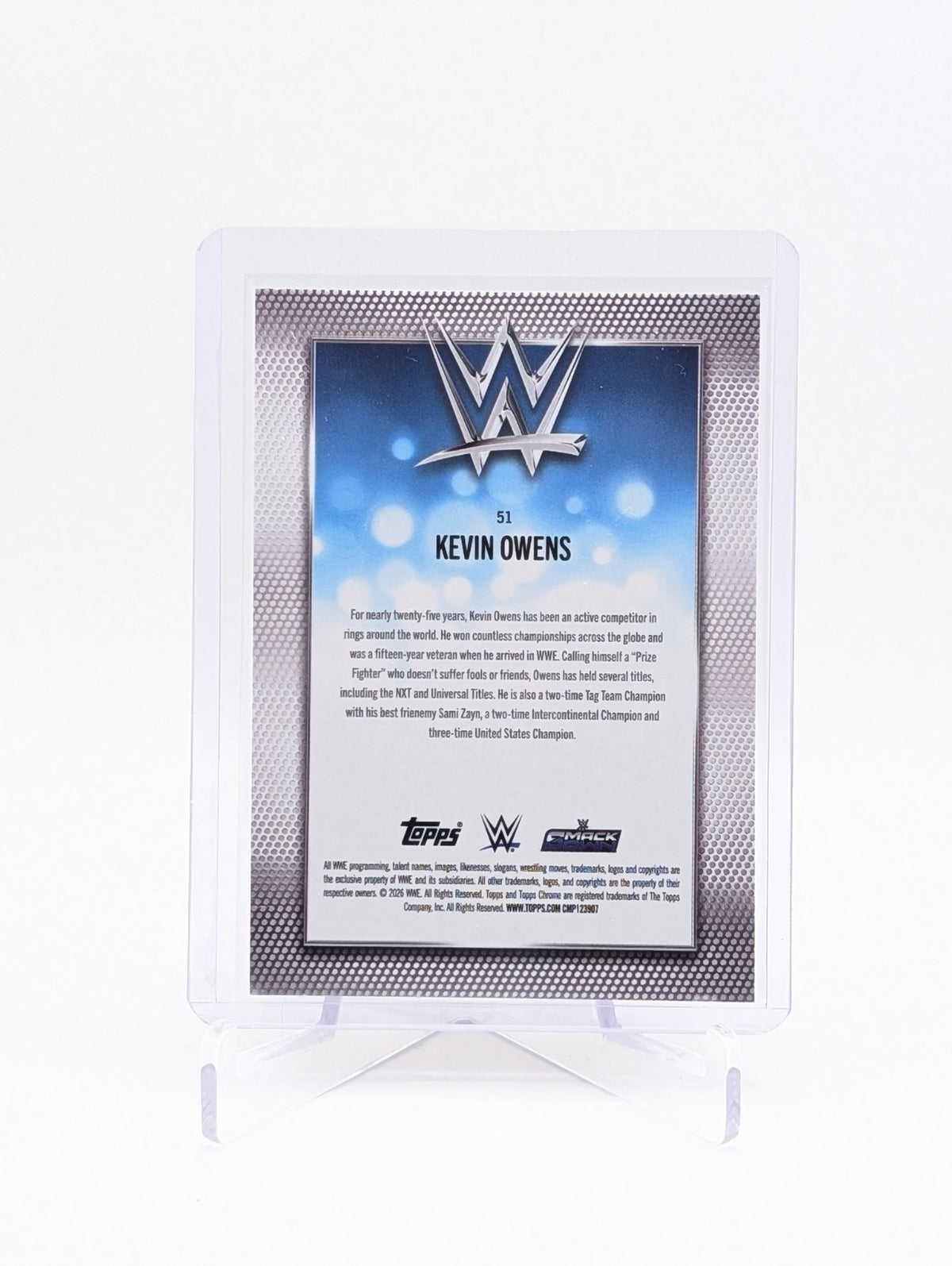 2026 Topps Chrome WWE Kevin Owens #51 Pink Refractor 109/250 BC0124