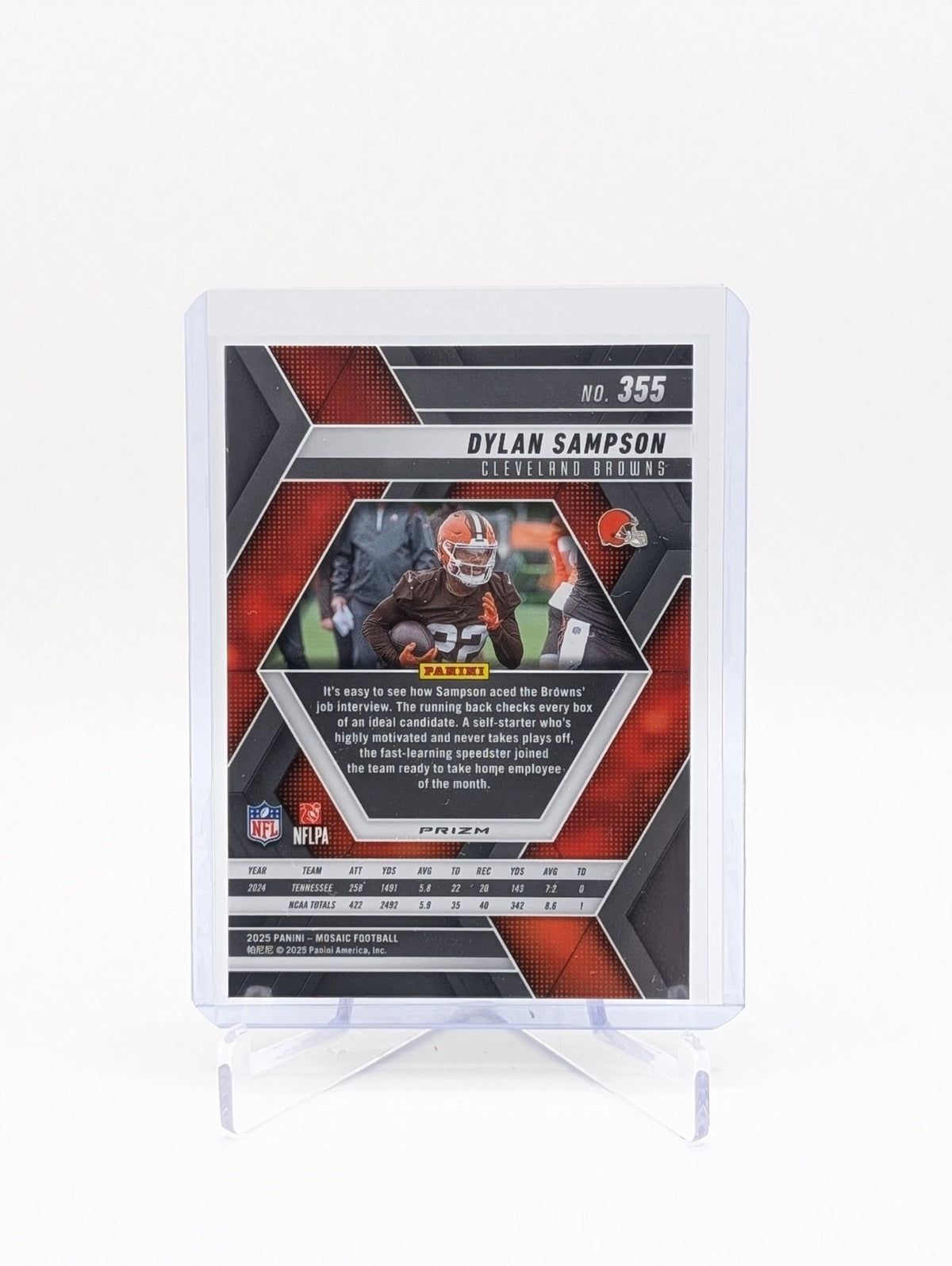 2025 Panini Mosaic Dylan Sampson RC #355 Blue Scope Prizm BC0124