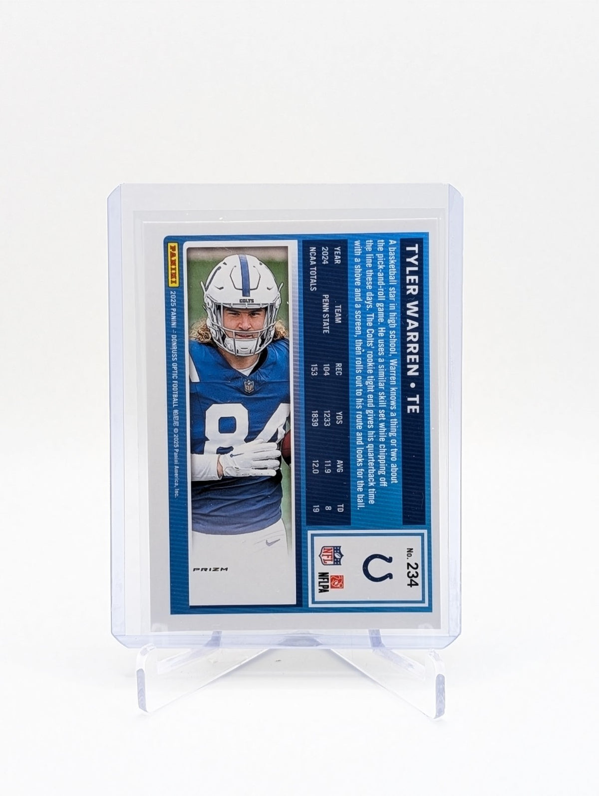 2025 Panini Donruss Optic Tyler Warren Rated Rookie Purple Shock #234 BC0124