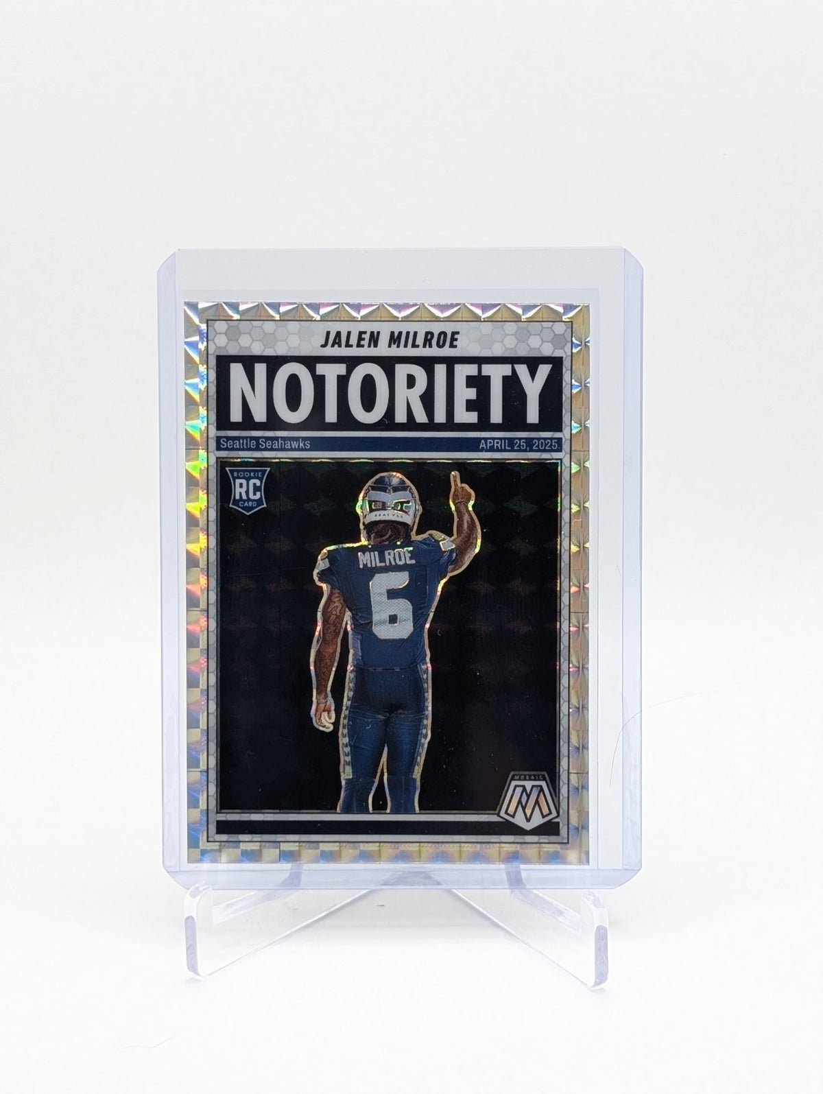 2025 Panini Mosaic Jalen Milroe RC Silver Mosaic Prizm Notoriety #15 BC0124