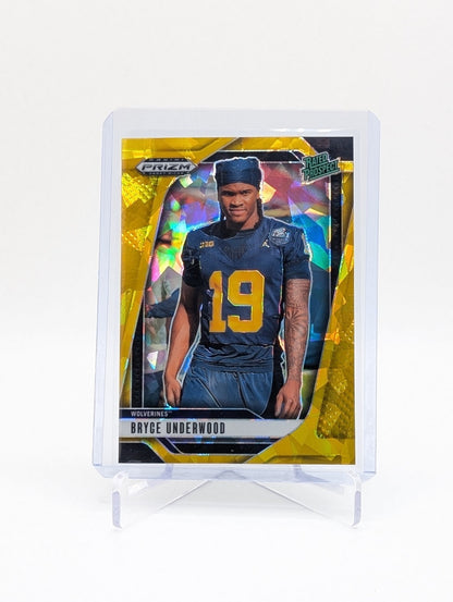 2025 Panini Prizm Draft Picks Bryce Underwood #28 Rated Prospect Gold Ice BC0124