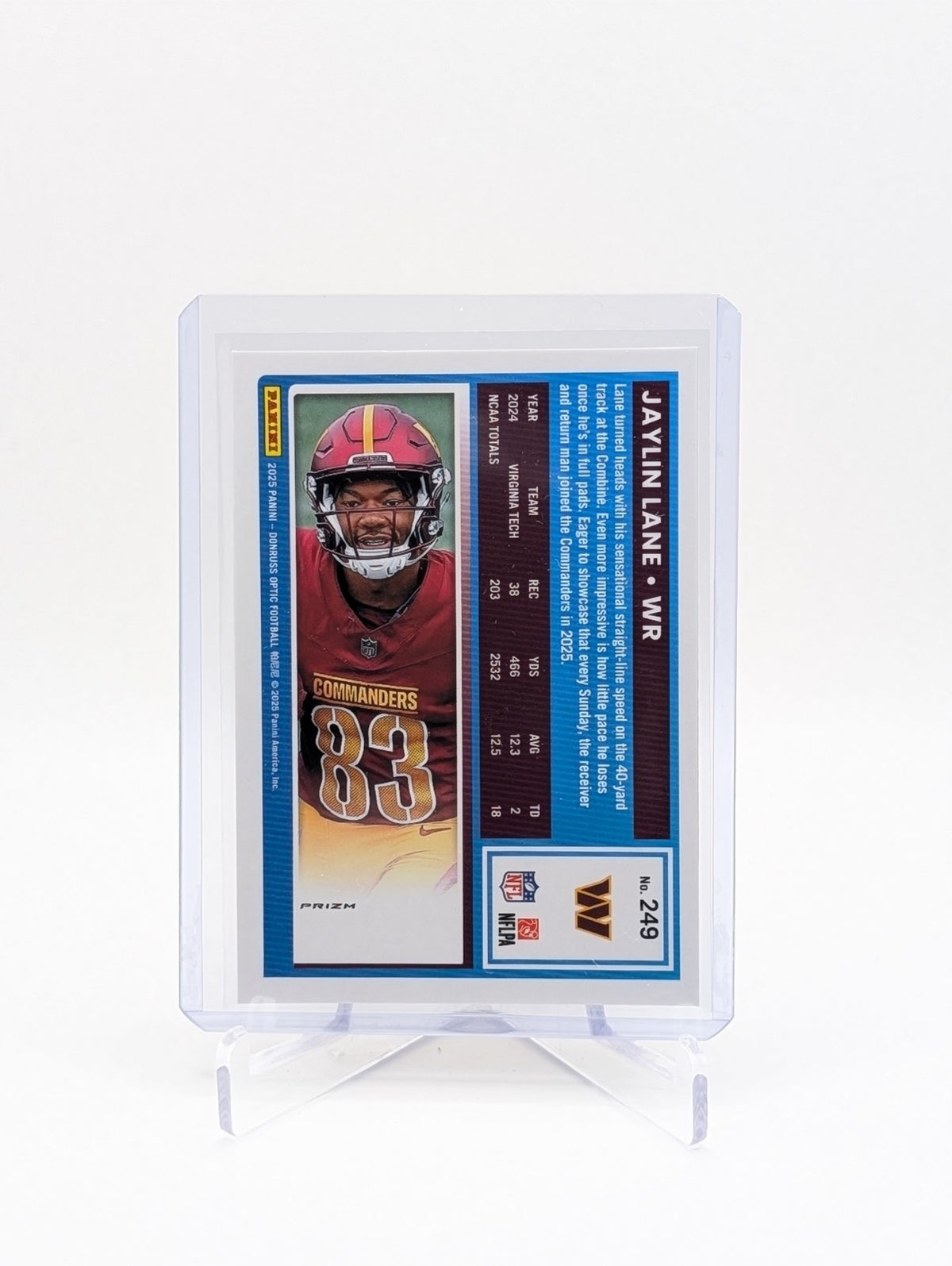 2025 Panini Donruss Optic Jaylin Lane Rated Rookie #249 Silver Holo Prizm BC0124