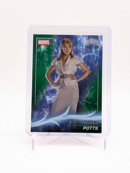 2025 Topps Chrome Marvel Studios Pepper Potts #5 Green Refractor 166/199 BC0124