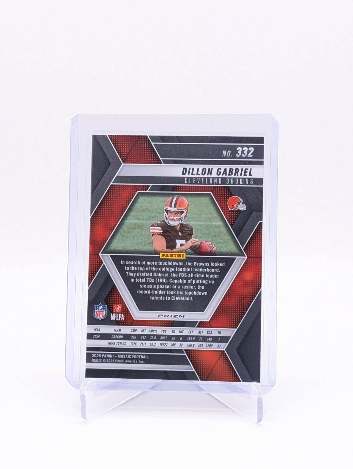 2025 Panini Mosaic Dillon Gabriel RC #332 Blue Scope Prizm BC0124
