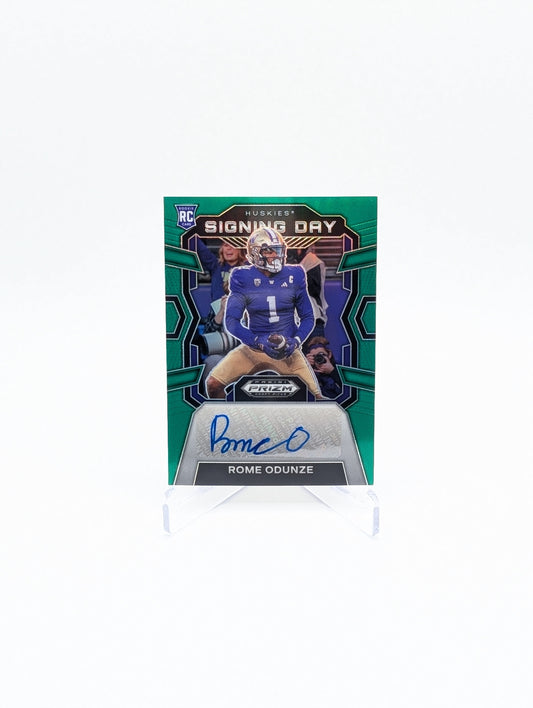 2024 Panini Prizm Draft Picks Rome Odunze Signing Day Green Prizm Autograph