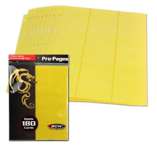 BCW Side Loading 18-Pocket Pro Pages-Yellow LTD STOCK