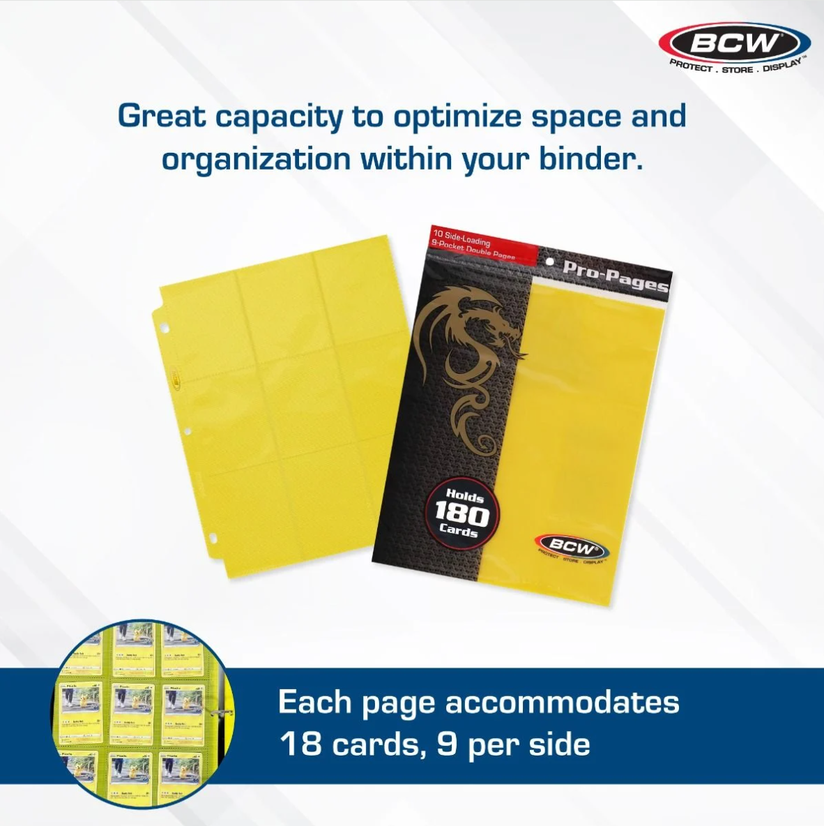 BCW Side Loading 18-Pocket Pro Pages-Yellow LTD STOCK