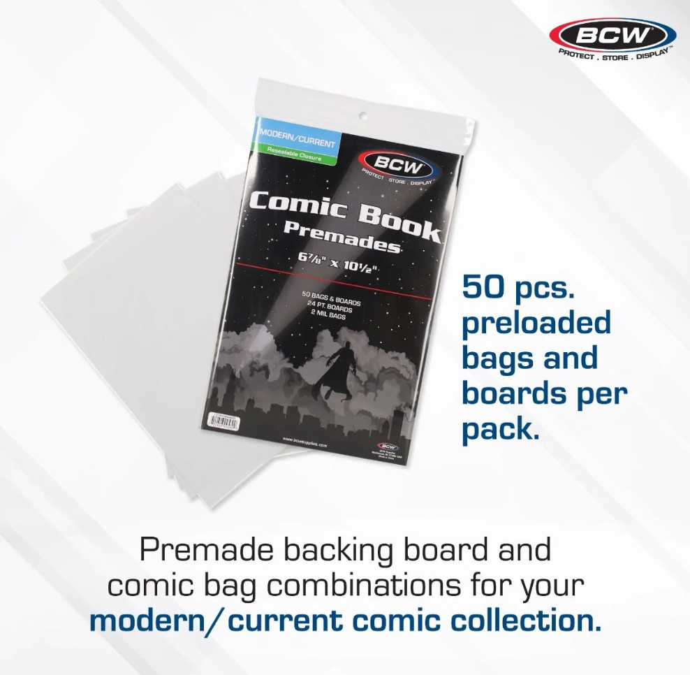 BCW Premade® Resealable Current Comic Bag and Board