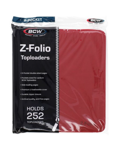 BCW Z-Folio 9-Pocket LX Album - Toploaders - Red
