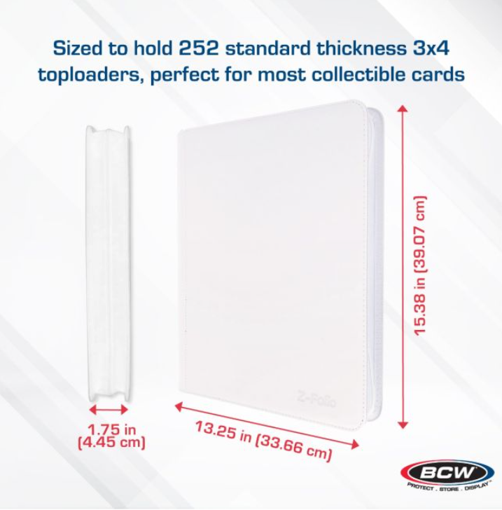 BCW Z-Folio 9-Pocket LX Album - Toploaders - White