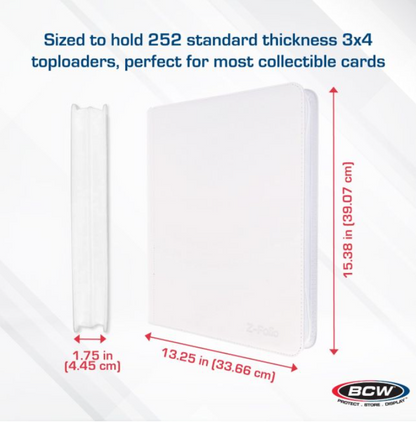 BCW Z-Folio 9-Pocket LX Album - Toploaders - White