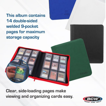 BCW Z-Folio 9-Pocket LX Album - Toploaders - White