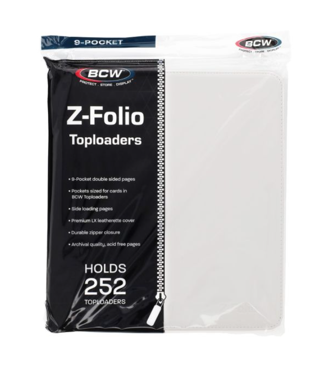 BCW Z-Folio 9-Pocket LX Album - Toploaders - White