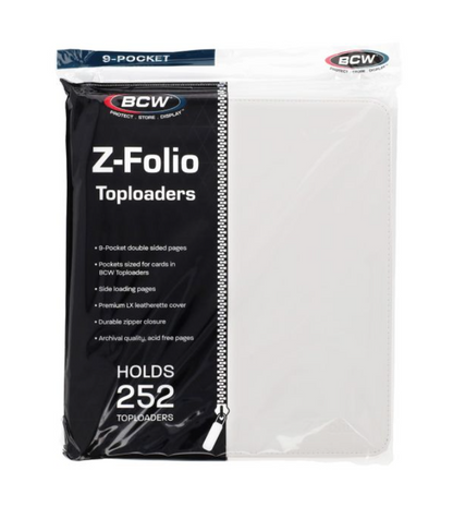 BCW Z-Folio 9-Pocket LX Album - Toploaders - White