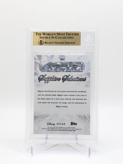 2025 Topps Chrome Disney Sapphire Edition Ernesto De la Cruz Sapphire Selections Orange /25 BGS 9.5