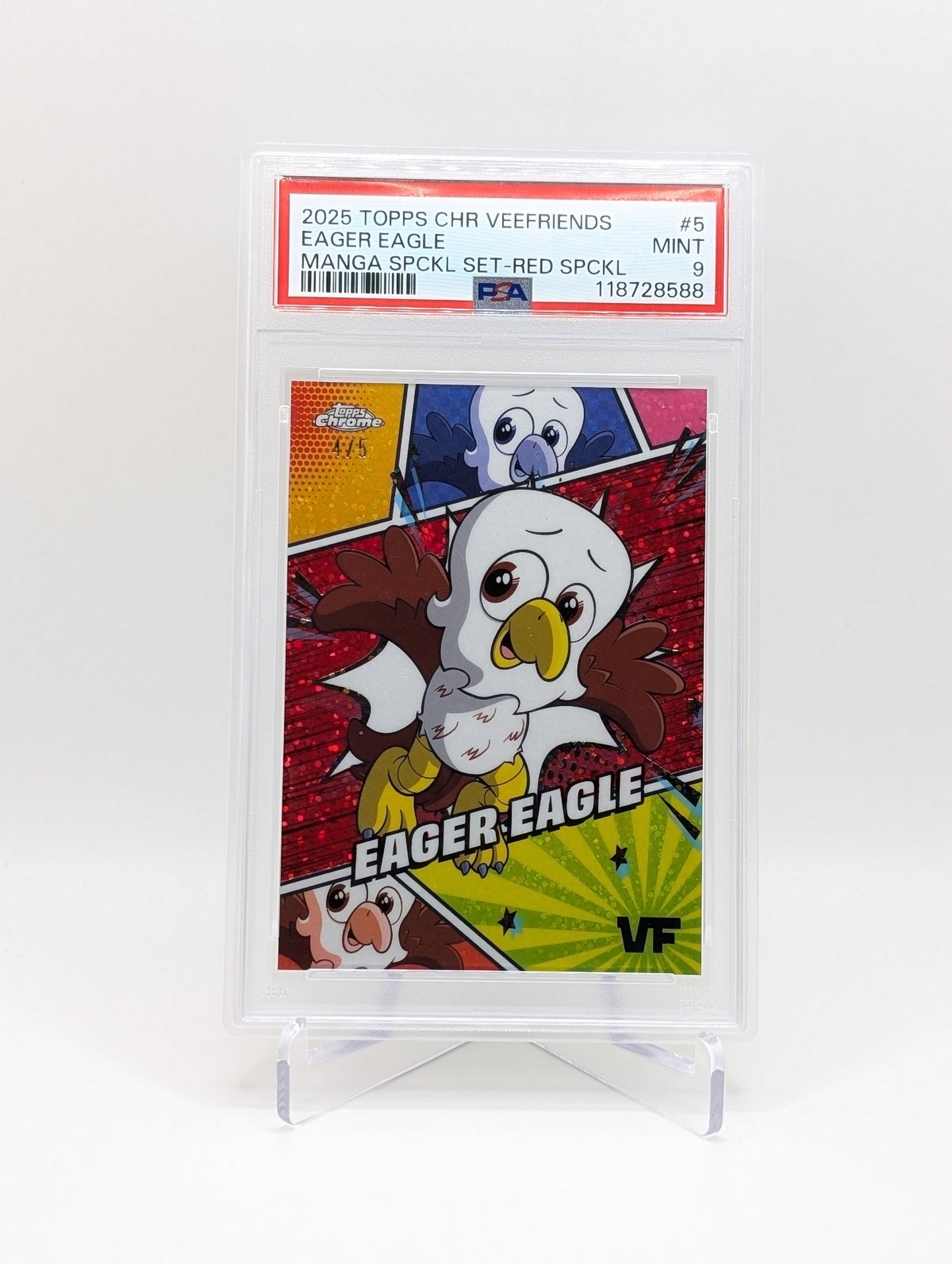 2025 Topps Chrome Veefriends Eager Eagle Manga Red Speckle 4/5 PSA 9