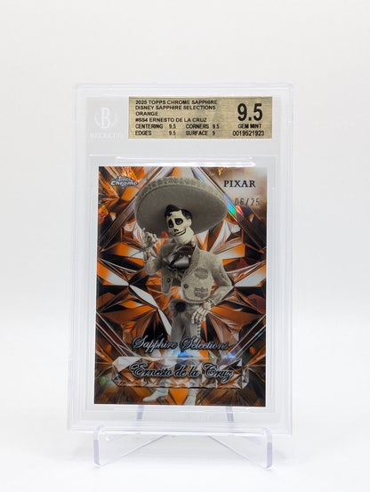 2025 Topps Chrome Disney Sapphire Edition Ernesto De la Cruz Sapphire Selections Orange /25 BGS 9.5