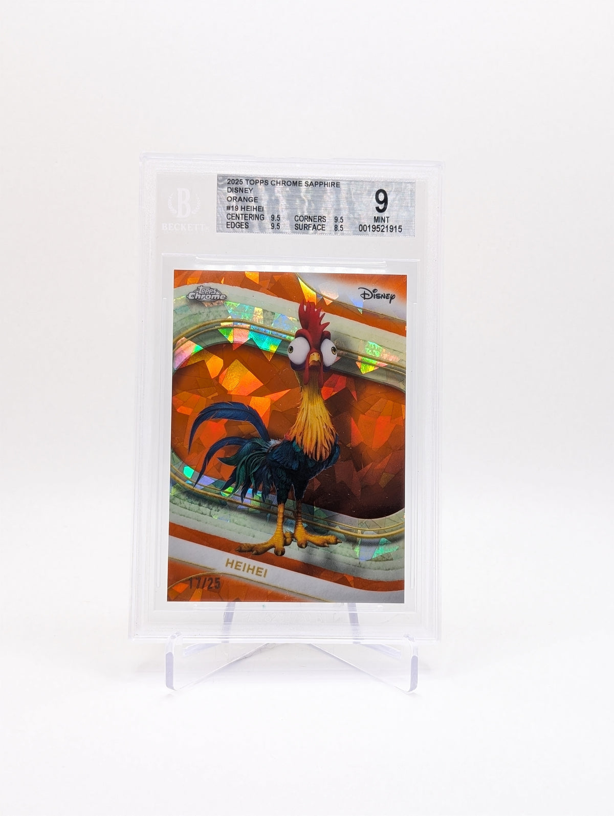 2025 Topps Chrome Sapphire Disney HEI HEI ORANGE 17/25 BGS 9